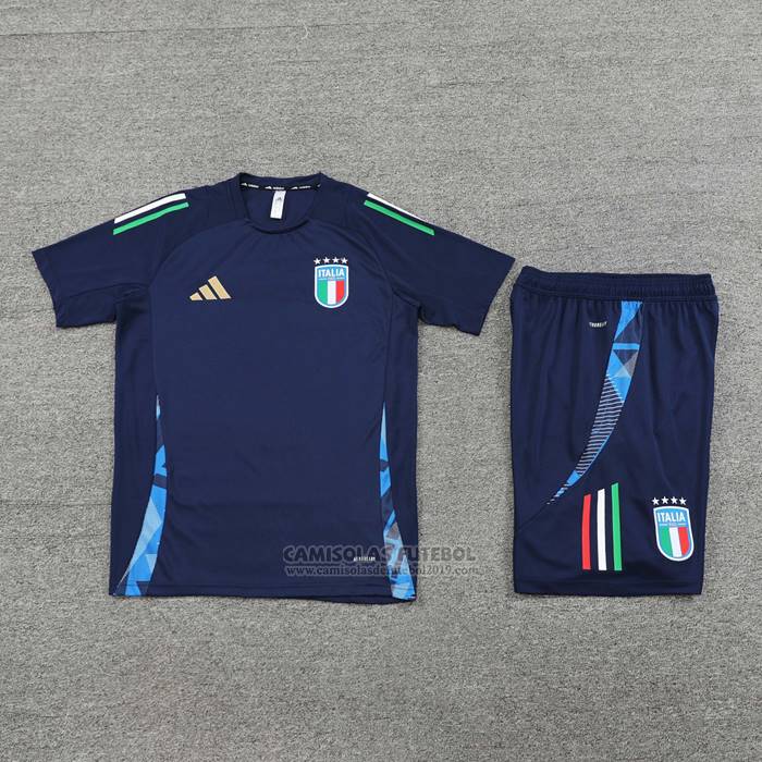 Fato de Treino Italia Manga Curta 2024-2025 Azul - Calcas Curta